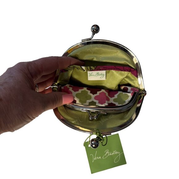 Vera Bradley Double Kiss Hello Dahlia Floral Coin Purse Wallet Quilted Fabric - Picture 3 of 5